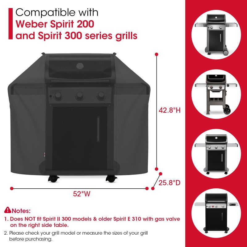 Unicook 52 Inch Grill Cover for Weber Spirit 200 and 300 Series, Gas BBQ Cover for Outdoor Grill, Heavy Duty Waterproof Fade Resistant, Compared to Weber 7106 - Image 2